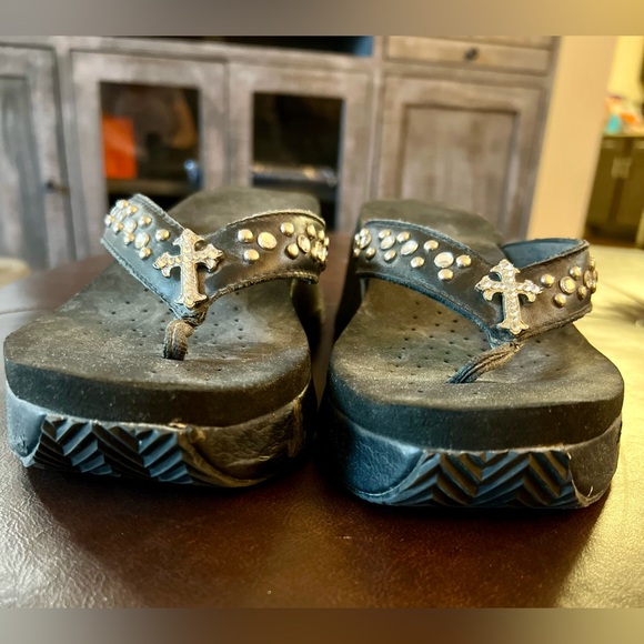 **Sold** Black Flip Flops with Cross - Picture 2 of 6